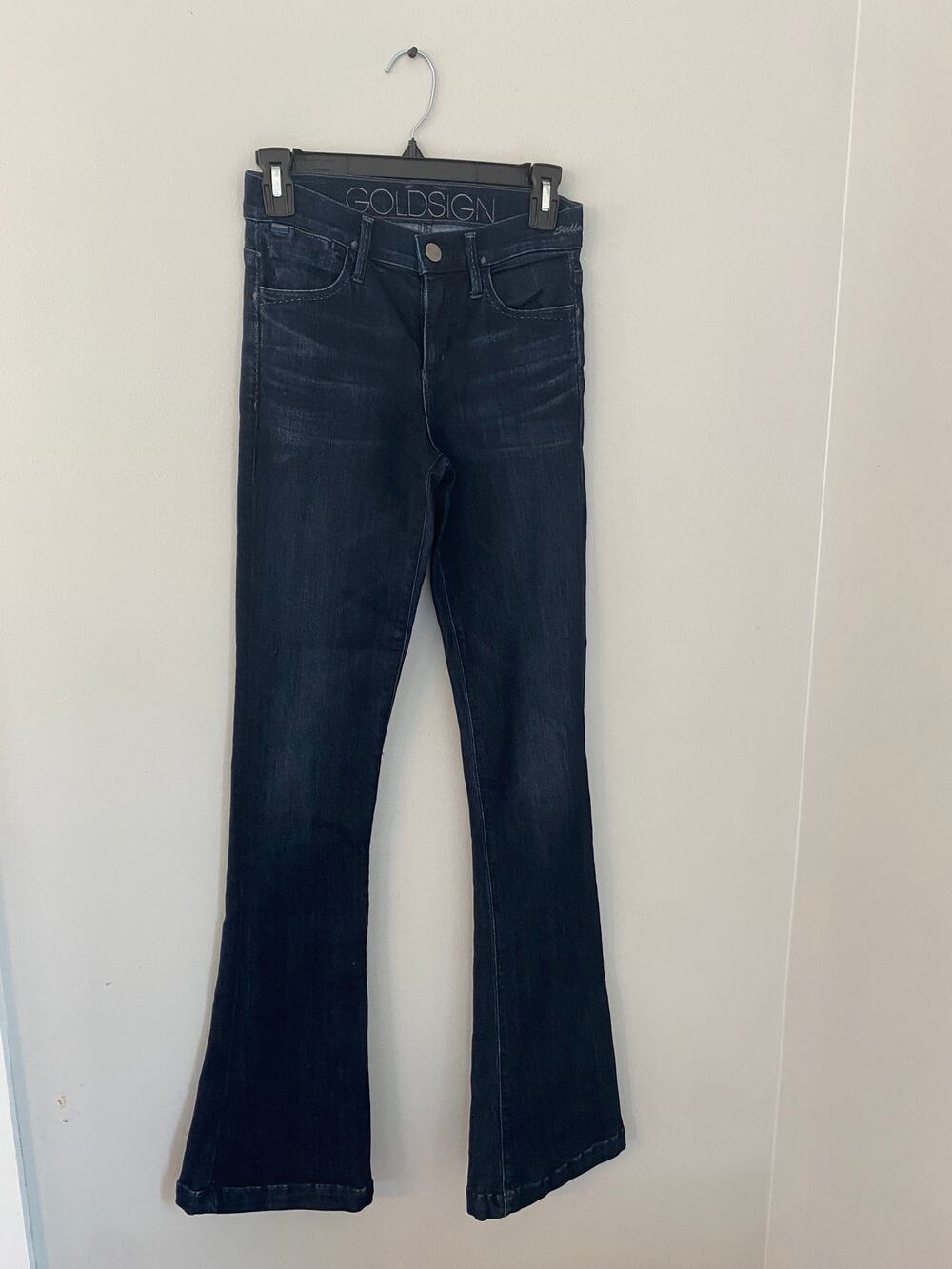 Goldsign Stella Flare Jeans Womens 26x32 Dark Wash Stretch Premium Denim